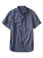 Banana Republic Mens Slim Fit Print Chambray Short Sleeve Shirt Size L Tall - Indigo