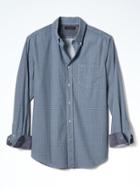 Banana Republic Mens Camden Fit Custom Wash Textured Shirt - Blue Tropic
