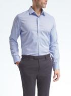Banana Republic Mens Grant Slim Fit Non Iron Stretch Grid Shirt - Medium Blue