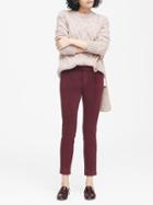 Banana Republic Womens Sloan Skinny-fit Solid Velvet Ankle Pant Burgundy Red Size 0