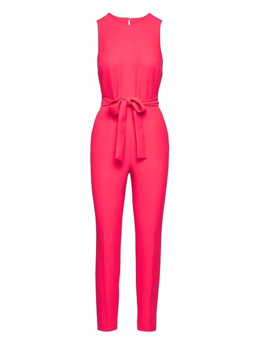 Banana Republic Womens Petite Belted Jumpsuit Hot Pink Size 8