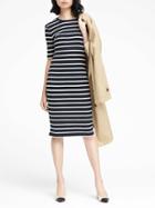 Banana Republic Womens Petite Stripe Rib-knit T-shirt Dress Navy Combo Size Xxs