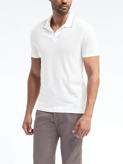 Banana Republic Mens Mesh Sport Polo - White