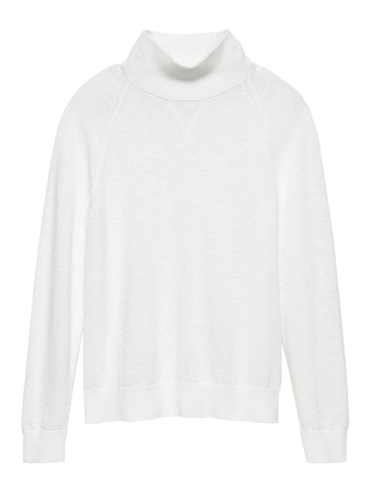 Banana Republic Mens Textured Cotton Turtleneck Sweater White Size M