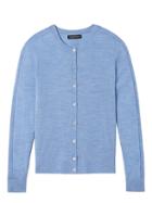 Banana Republic Womens Machine-washable Merino Ottoman-stitch Cardigan Heather Light Blue Size Xl