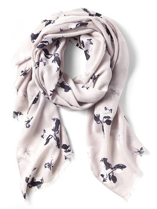 Banana Republic Womens Abigail Floral Sheer Rectangular Scarf Light Gray Size One Size