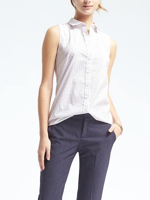 Banana Republic Womens Riley Fit Dot Shirt - White