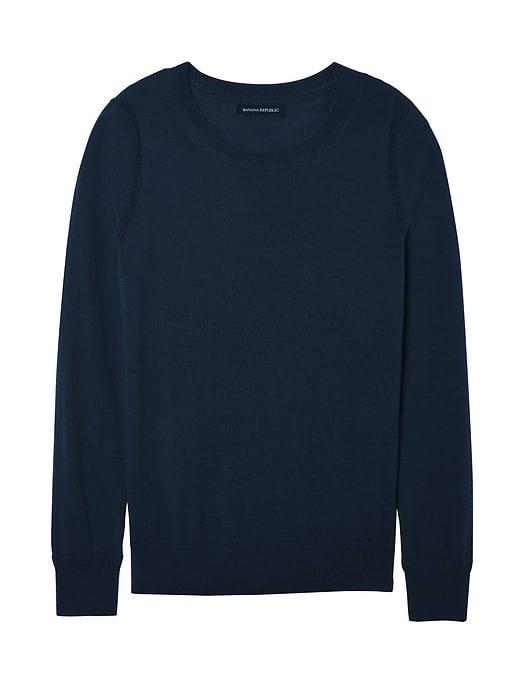 Banana Republic Womens Machine-washable Merino Crew Sweater-neck Sweater Navy Size Xs