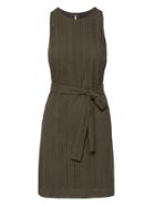Banana Republic Womens Eyelet Shift Dress With Tie At Waist Dark Olive Size 0