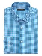 Banana Republic Mens Grant Slim-fit Non-iron Gingham Shirt Aqua Mint Size L