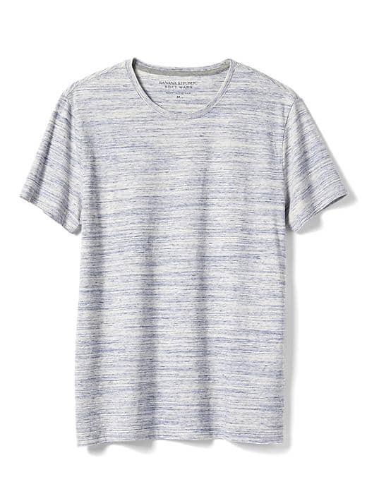 Banana Republic Mens Soft Wash Tee - Light Blue Heather