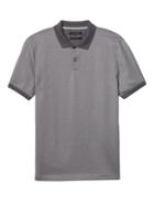 Banana Republic Mens Luxury-touch Square Jacquard Polo Shirt Gray Sky Size L