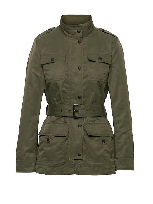 Banana Republic Womens Waxed Cotton Blend Utility Jacket Mistletoe Size Xl