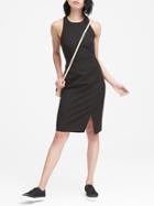 Banana Republic Womens Petite Bi-stretch Racer-neck Sheath Dress Black Size 0