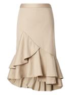 Banana Republic Womens Petite Asymmetric Ruffle-hem Pencil Skirt Golden Beige Size 0