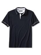 Banana Republic Mens Luxe Touch Piped Polo Size L - Preppy Navy