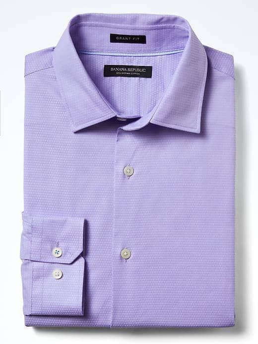 Banana Republic Mens Grant Fit Supima Cotton Dobby Shirt - Lilac Lotus