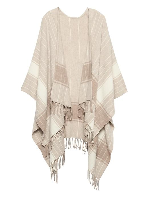 Banana Republic Womens Plaid Wool-blend Poncho Camel Size One Size