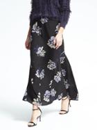 Banana Republic Womens Flounce Floral Maxi Skirt - Black Multi