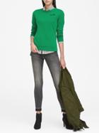 Banana Republic Womens Machine-washable Merino Wool Sweater With Embroidery Kelly Green Size L
