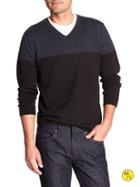 Banana Republic Factory Merino Vee Pullover Size L - Ice Blue/black