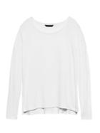 Banana Republic Womens Soft-stretch Long-sleeve Relaxed T-shirt White Size L