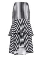Banana Republic Womens Petite Super-stretch High-low Maxi Skirt Midnight Navy Stripe Size 14