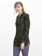 Banana Republic Pieced Silk Boyfriend Shirt Size L Petite - Sunny Day Green