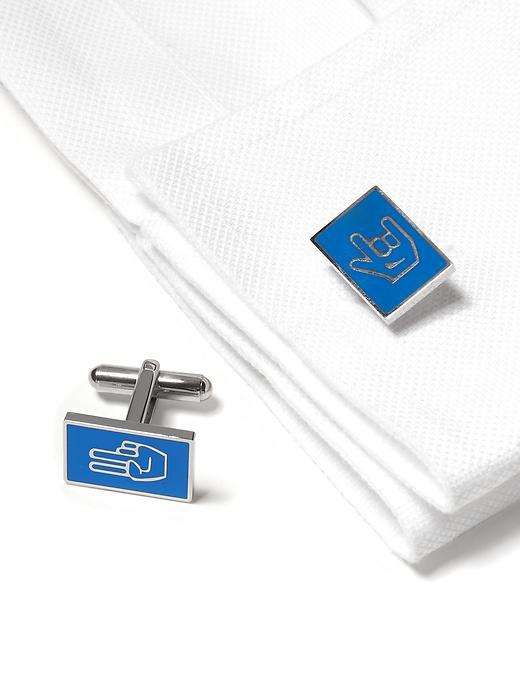 Banana Republic Mens Hand Icon Cuff Links Size One Size - Blue