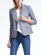 Banana Republic Womens Luxe Brushed Twill Two Button Schoolboy Blazer - Chambray