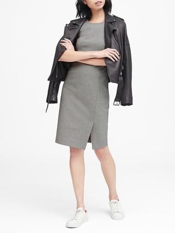 Banana Republic Womens Gingham Bi-stretch Sheath Dress Gray Texture Size 10