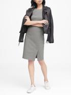 Banana Republic Womens Gingham Bi-stretch Sheath Dress Gray Texture Size 10