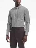 Banana Republic Mens Camden Fit Cotton Stretch Gingham Oxford Shirt - Black