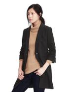 Banana Republic Womens Melton Wool Buttoned Top Coat - Black