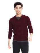 Banana Republic Mens Silk Cotton Cashmere Vee Sweater Pullover Size L Tall - Black Rose