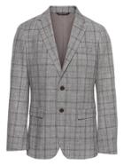Banana Republic Mens Br X Kevin Love   Slim Plaid Cotton-wool Suit Jacket Chrome Gray Size 32