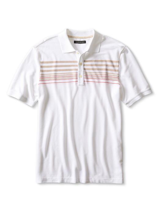 Banana Republic Mens Multi Stripe Cotton Linen Pique Polo Size L Tall - White