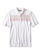 Banana Republic Mens Multi Stripe Cotton Linen Pique Polo Size L Tall - White