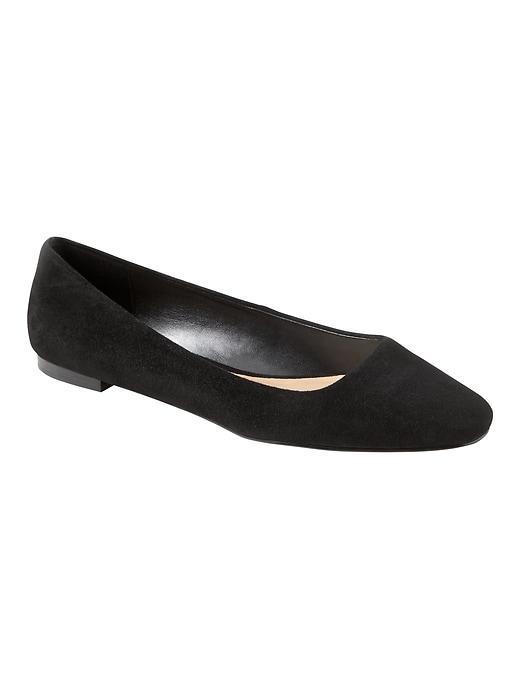Banana Republic Womens Square-toe Flat Black Suede Size 8 1/2