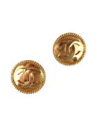 Banana Republic Womens Luxe Vintage Chanel Gold Dot Border Round Earring - Gold