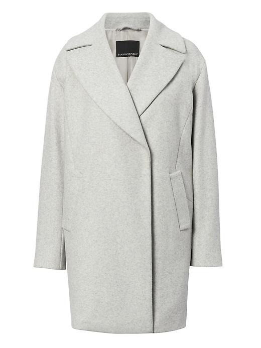 Banana Republic Womens Italian Melton Wool Blend Car Coat Heather Gray Size L