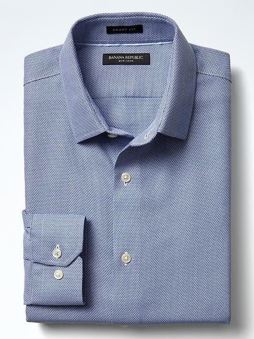 Banana Republic Mens Grant Fit Non Iron Textured Shirt - Antique Blue
