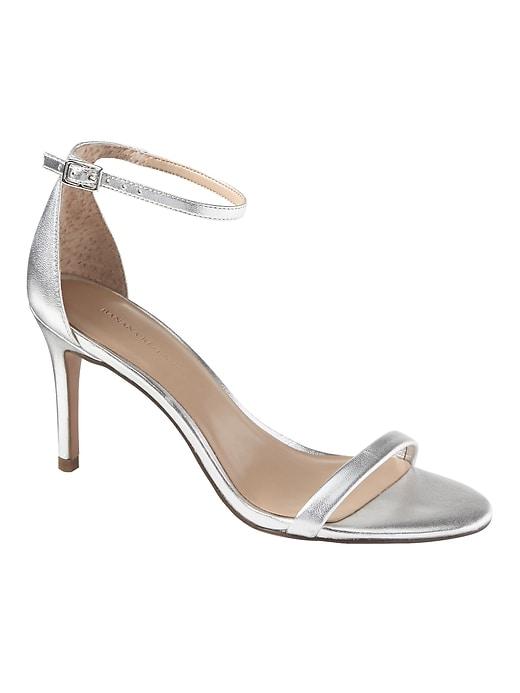 Banana Republic Womens Bare High Heel Sandal Silver Leather Size 8 1/2