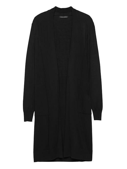 Banana Republic Womens Silk Cashmere Long Open Cardigan Black Size M