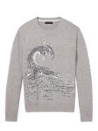 Banana Republic Mens Wave Graphic Intarsia Sweater Silver Star Size Xl