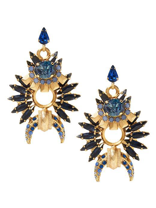 Banana Republic Elizabeth Cole Horn Statement Earrings - Blue
