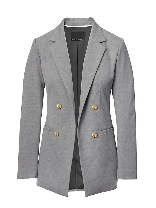 Banana Republic Womens Boyfriend-fit Luxe Brushed Twill Blazer Gray Size 12