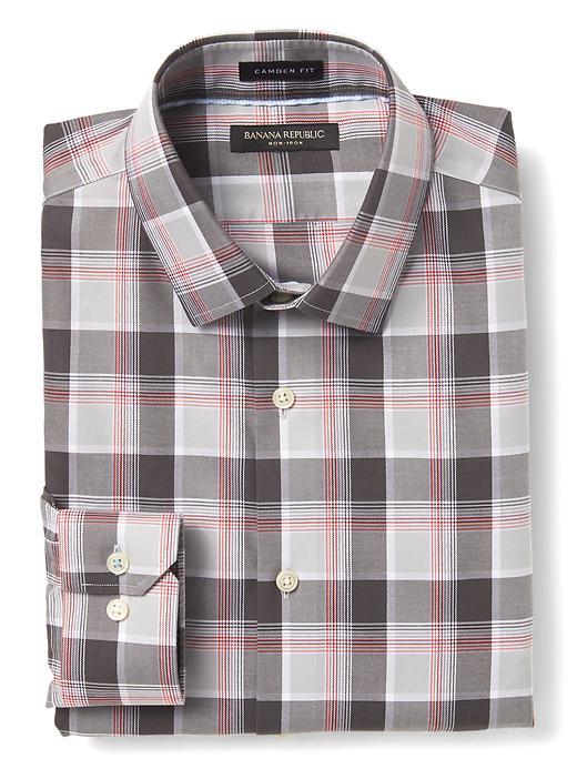 Banana Republic Mens Camden Fit Non Iron Multi Plaid Shirt - Saucy Red