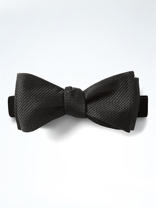 Banana Republic Mens Textured Grid Silk Nanotex Bow Tie - Black
