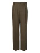 Banana Republic Mens Heritage Relaxed Pleated Italian Wool Blend Pant Olive Size 32w
